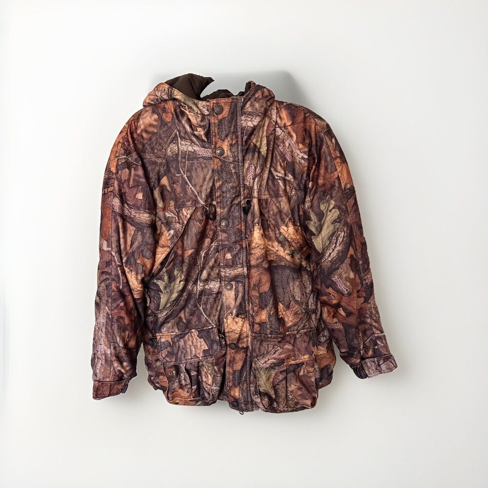 VTG Cabela's Youth  M Camo Hooded Hunting Jacket Heavy Lined Sz XL soft  warm
